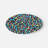 Neon Leopard Spots Patroon Papieren Bordje (Gekanteld)