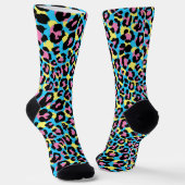 Neon Leopard Spots Patroon Sokken (Gebogen)