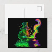 Neon Leprechaun Rainbow Briefkaart (Voorkant / Achterkant)