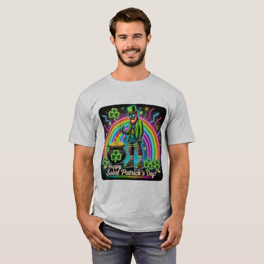 Neon Leprechaun Vibes: St. Patrick's Day T-shirt (Voorkant volledig)