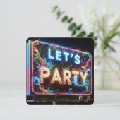 Neon Let's Party Billboard Kaart (Staand voorkant)