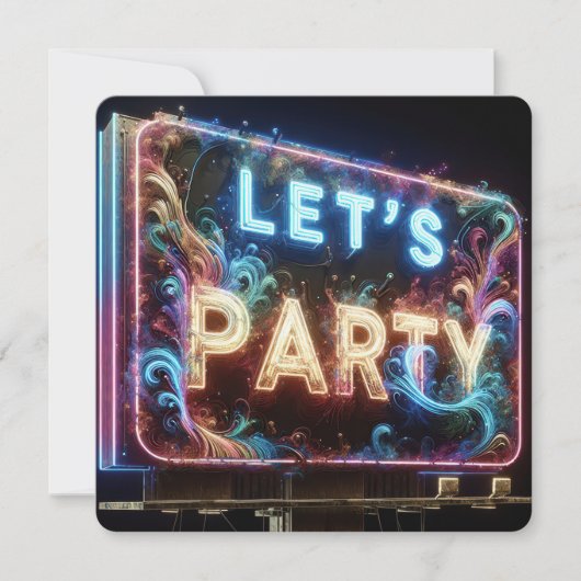 Neon Let's Party Billboard Kaart (Voorkant)