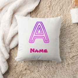 Neon Letter A Monogram Glanzend Paars Roze Initiaa Kussen