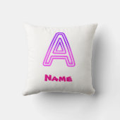 Neon Letter A Monogram Glanzend Paars Roze Initiaa Kussen (Achterkant)