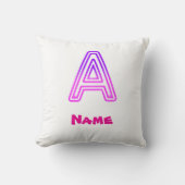Neon Letter A Monogram Glanzend Paars Roze Initiaa Kussen (Voorkant)