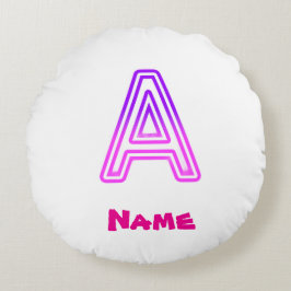 Neon Letter A Monogram Glanzend Paars Roze Initiaa Rond Kussen
