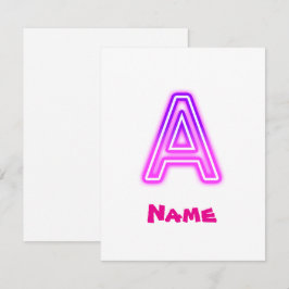 Neon Letter A Monogram Glanzend Paars Roze Initiaa RSVP Kaartje