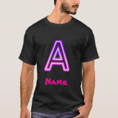 Neon Letter A Monogram Glanzend Paars Roze Initiaa T-shirt (Voorkant)