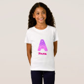 Neon Letter A Monogram Glanzend Paars Roze Initiaa T-shirt (Voorkant volledig)