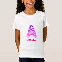 Neon Letter A Monogram Glanzend Paars Roze Initiaa