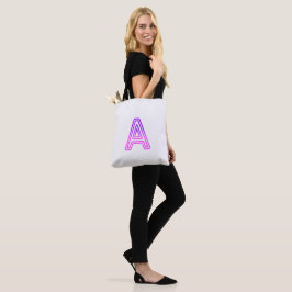 Neon Letter A Monogram Glanzend Paars Roze Initiaa Tote Bag