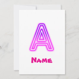 Neon Letter A Monogram Lichtgevende Paarse Roze In Kaart