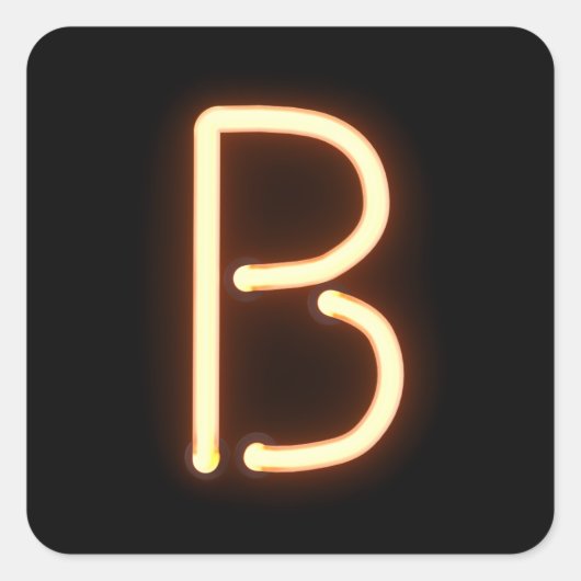 Neon Letter B Vierkante Sticker (Voorkant)