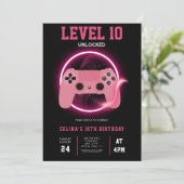 Neon Level 10 Unlocked video game birthday Kaart (Staand voorkant)