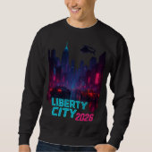 Neon Liberty 2026 Cyberpunk City | Futuristic Stre Trui (Voorkant)