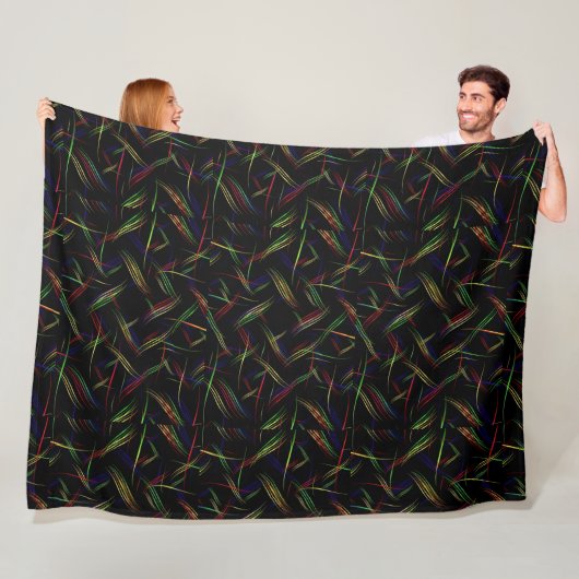 Neon Licht Abstract Kunst Dekbed Fleece Deken (In situ)