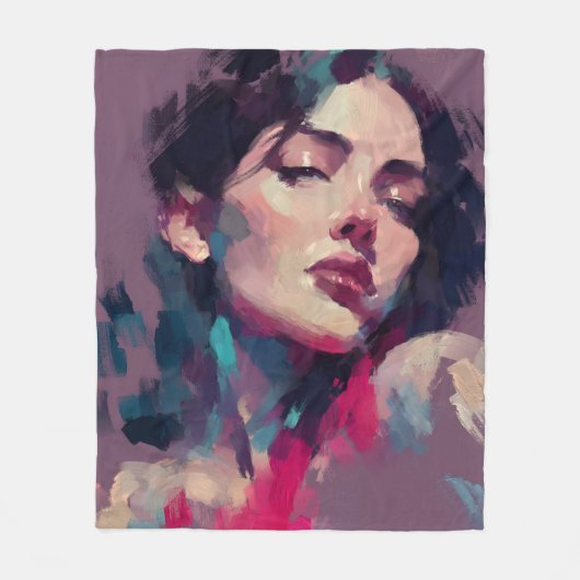 Neon Licht Abstract Portret Fleece Deken (Voorkant)