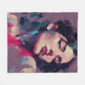 Neon Licht Abstract Portret Fleece Deken (Voorkant (Horizontaal))