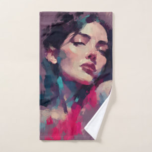 Neon Licht Abstract Portret Handdoek