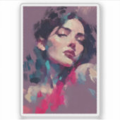 Neon Licht Abstract Portret Sticker (Voorkant)