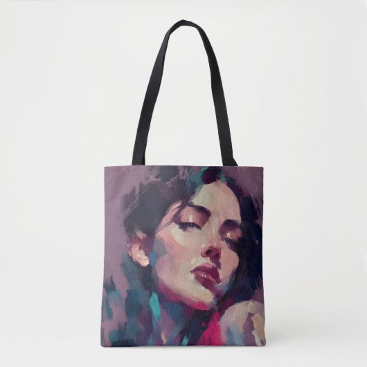 Neon Licht Abstract Portret Tote Bag (Voorkant)