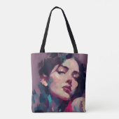 Neon Licht Abstract Portret Tote Bag (Achterkant)