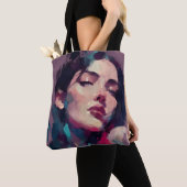 Neon Licht Abstract Portret Tote Bag (Dichtbij)