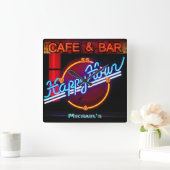 Neon Licht BAR CAFE Persoonlijk BORD ManCave Vierkante Klok (Huis)