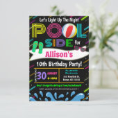 Neon licht de uitnodiging van de nachtpool op (Staand voorkant)