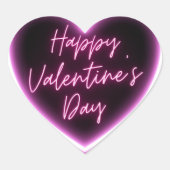 Neon Licht, Fijne Valentijnsdag Hart Sticker (Voorkant)