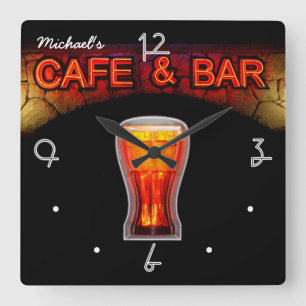 Neon Licht Mancave Thuis Gepersonaliseerde Bar Klo Vierkante Klok