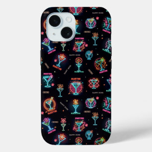 Neon Licht Space Age Atomic Martini Cocktails Prin iPhone 15 Case