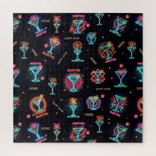 Neon Licht Space Age Atomic Martini Cocktails Prin Legpuzzel