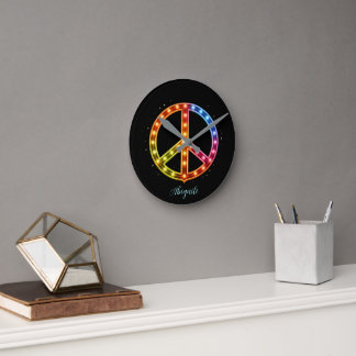 Neon Licht Vredes Teken Unisex Ronde Klok