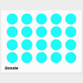 Neon lichtblauw 00ffer ronde sticker (Vel)