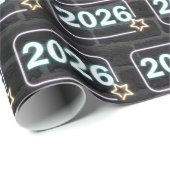 Neon Lichtreclame op Baksteen voor 2026 Cadeaupapier (Rol Hoek)