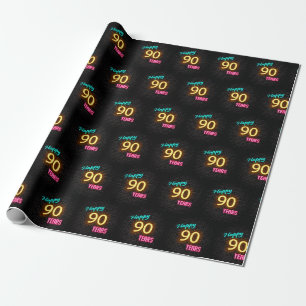Neon Lichtreclame op Baksteen voor 90ste Verjaarda Cadeaupapier