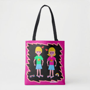 Neon Liefde Fun Retro Lief Kunst Ontwerp Tote Bag