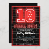 Neon Light 10e verjaardag uitnodiging (Voorkant / Achterkant)