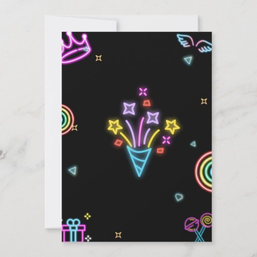 Neon Light 13e verjaardag uitnodiging (Achterkant)