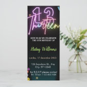 Neon Light 13e Verjaardagsuitnodiging voor Telefoo Kaart (Staand voorkant)