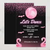 Neon Light Adult Disco verjaardagsfeestuitnodiging Kaart (Voorkant / Achterkant)