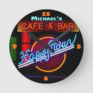 Neon Light BAR CAFE Custom SIGN Happy hour Ronde Klok