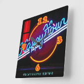 Neon Light BAR CLOCK - Aangepast, Happy Hour Vierkante Klok (Hoek)