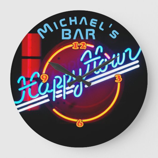 Neon Light BAR gepersonaliseerde teken Man Cave
 Grote Klok (Voorkant)
