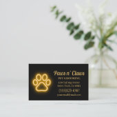 Neon Light Dog Paw Pet Grooming Visitekaartje (Staand voorkant)