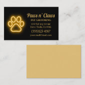 Neon Light Dog Paw Pet Grooming Visitekaartje (Voorkant / Achterkant)