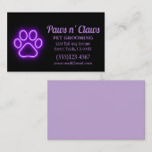 Neon Light Dog Paw Pet Grooming Visitekaartje (Voorkant / Achterkant)