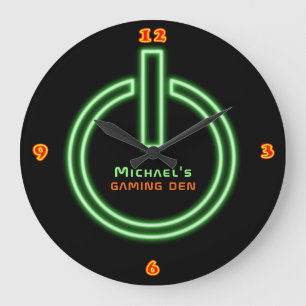 Neon Light GAMING DEN Persoonlijk Stroom Bord Grote Klok