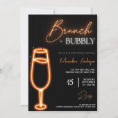 Neon Light Petals & Prosecco Brunch en Bubble Kaart (Voorkant)